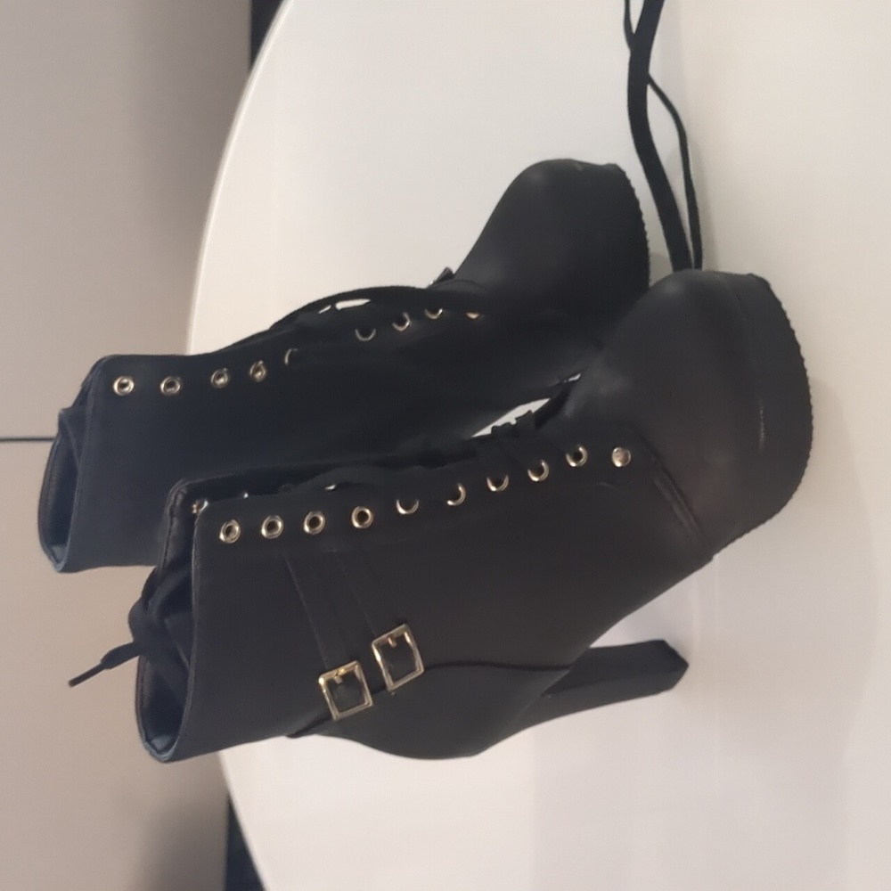 Ankle boots heels black womens 38